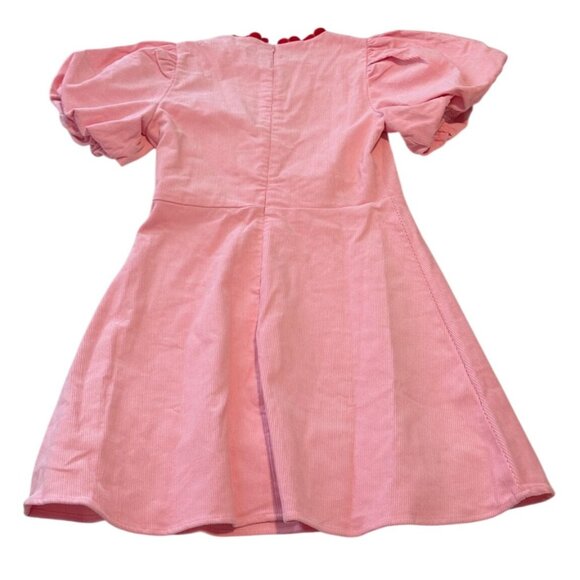 TCEC Red and Pink Valentine Front Buttons Heart Corduroy Dress Size Medium NWOT - Picture 5 of 11